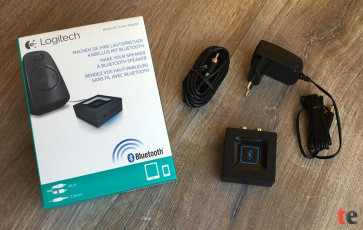 Logitech Bluetooth Audio Adapter mit Zubehör und Verpackung