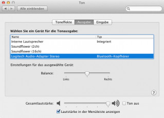 Logitech Wireless Speaker Adapter: Wählen als Tonausgabegerät unter Mac OS X