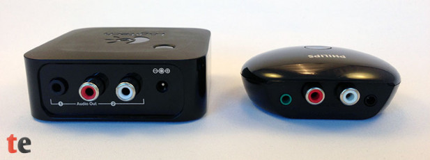 Philips AEA2500/12 Bluetooth HiFi Adapter Audio Anschlüsse im Vergleich zum Logitech Wireless Musikadapter